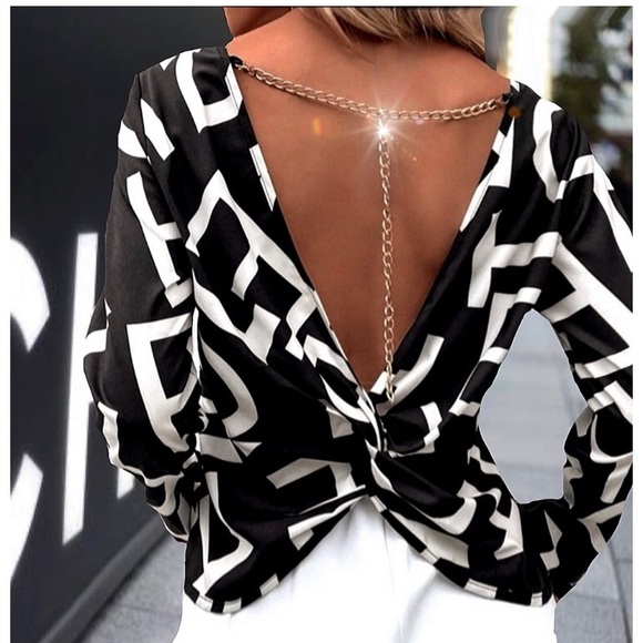 Lavishly Paris Tops - Jeweled Backless Blouse.